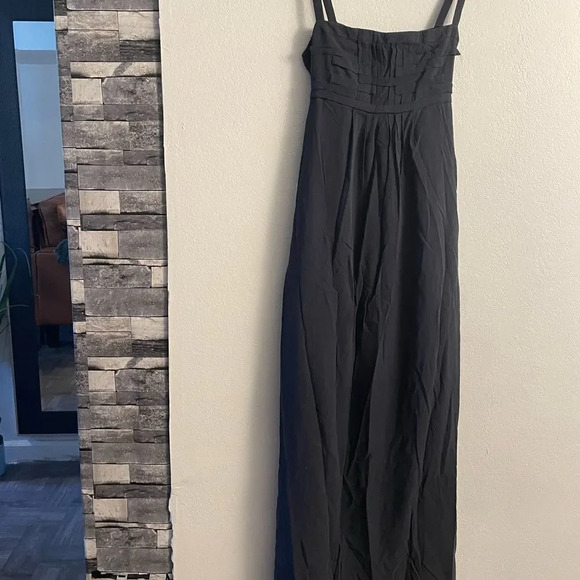 Leon Max navy blue strappy detail maxi silk dress size - Picture 2 of 11